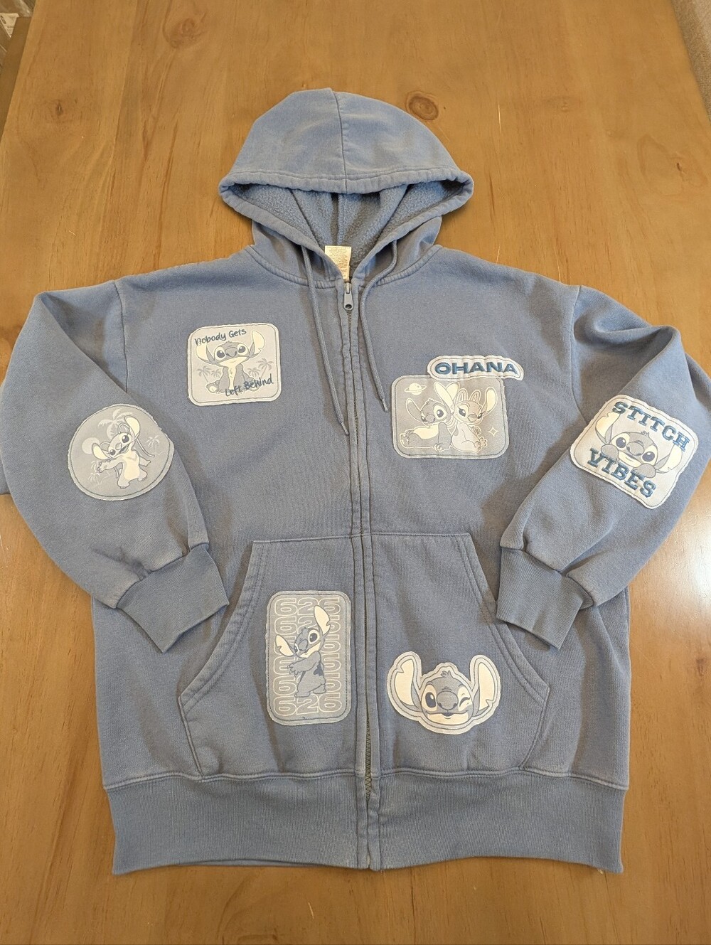 Disney Stitch Zip-Up Hoodie Blue Super Soft Women's Size Medium